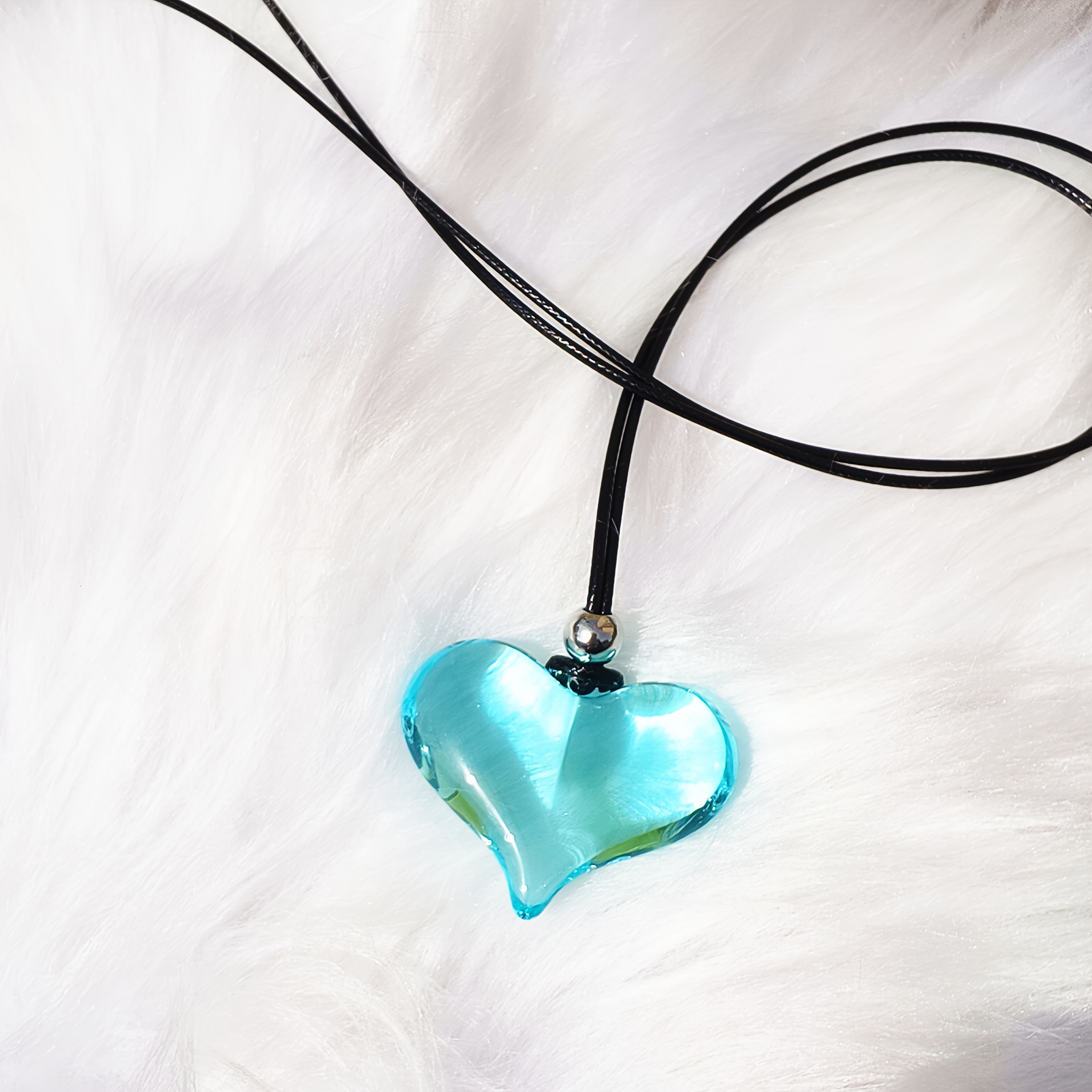 Acrylic Heart Pendant Necklace with Colorful Charms